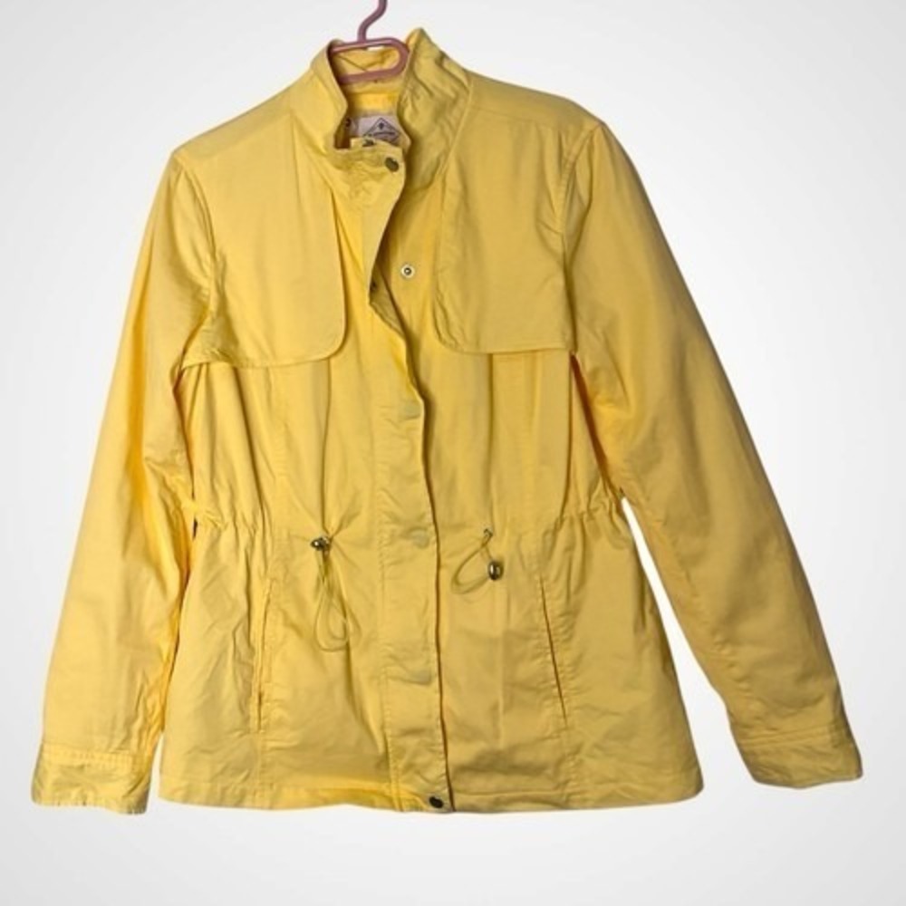 St. Johns Bay Canary Yellow Full Zip/Snap Front Rain Jacket Women L Vietnam